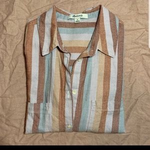 Madewell Courier Flannel Blouse Stripes Top Size M